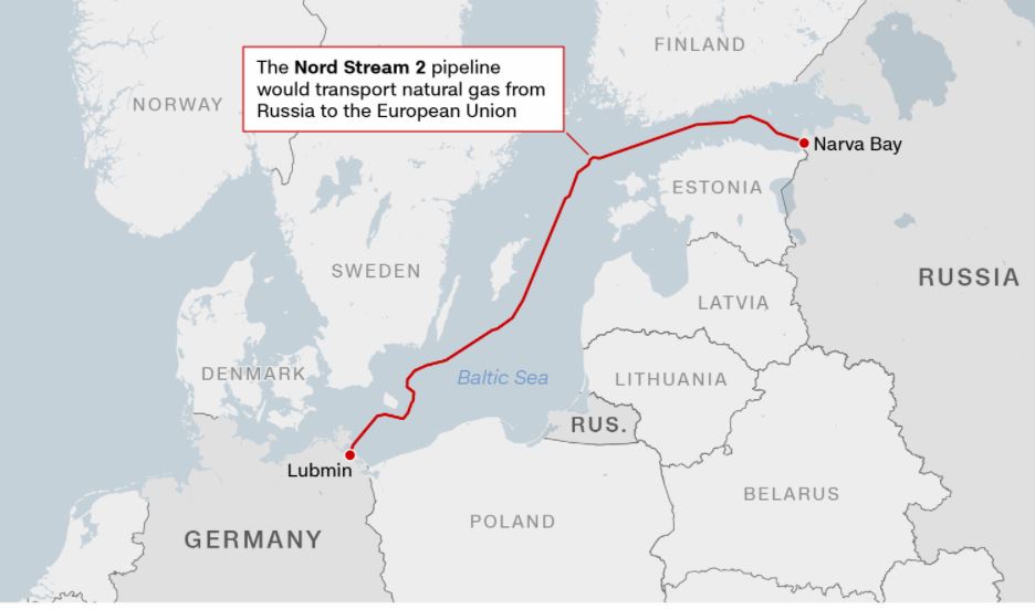   러시아에서 독일로 연결된 천연가스 라인인 노르트 스티림2라인. 출처=CNN