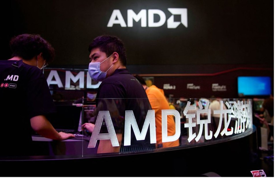   중국 상하이 전시장의 AMD 부스. 사진=로이터통신