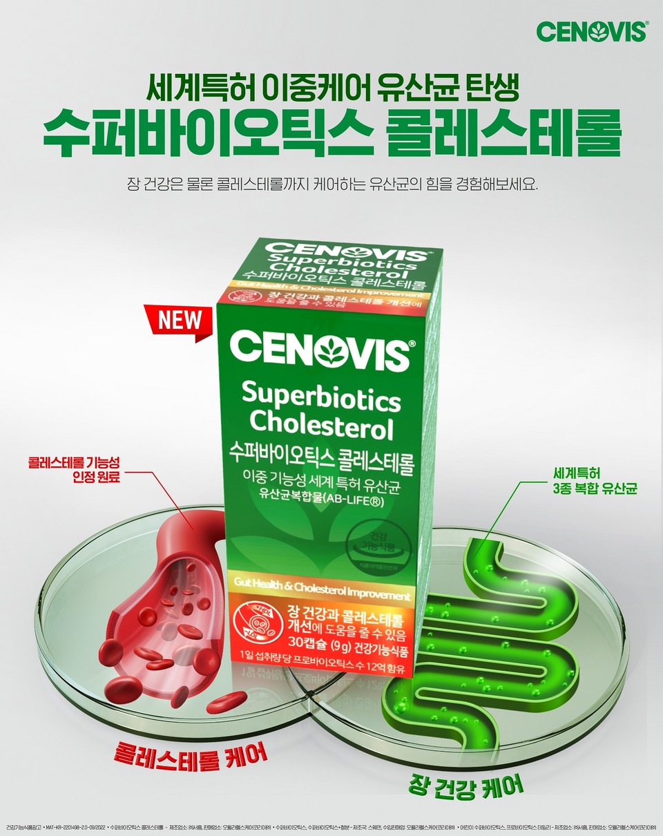 세노비스, 콜레스테롤-장 이중 기능성 유산균 수퍼바이오틱스 콜레스테롤 /출처=세노비스