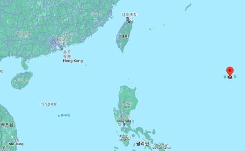 필리핀해(붉은 표시) 등 대만 주변[구글 지도 캡처]