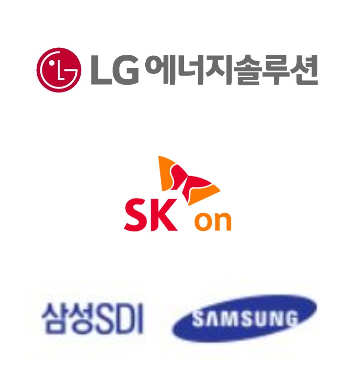 위부터 LG에너지솔루션, SK온, 삼성SDI 로고.(사진=각 사)
