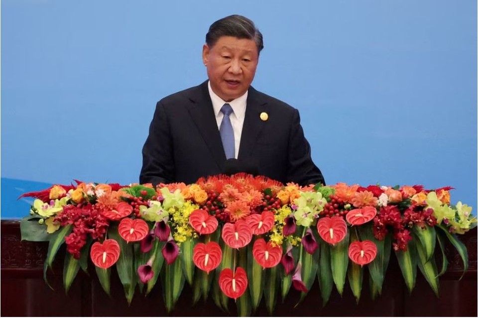   '일대일로' 개막행사에서 연설에 나선 시진핑 국가주석. 사진=로이터통신  