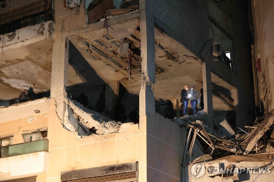 이스라엘군이 공습한 레바논 수도 베이루트 외곽의 하마스 사무실[AFP=연합뉴스 자료 사진]