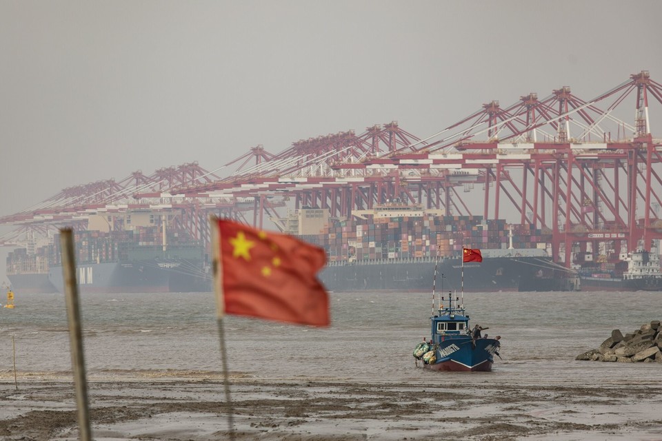 중국의 대표 수출항인 양산항의 모습[Bloomberg 캡처]