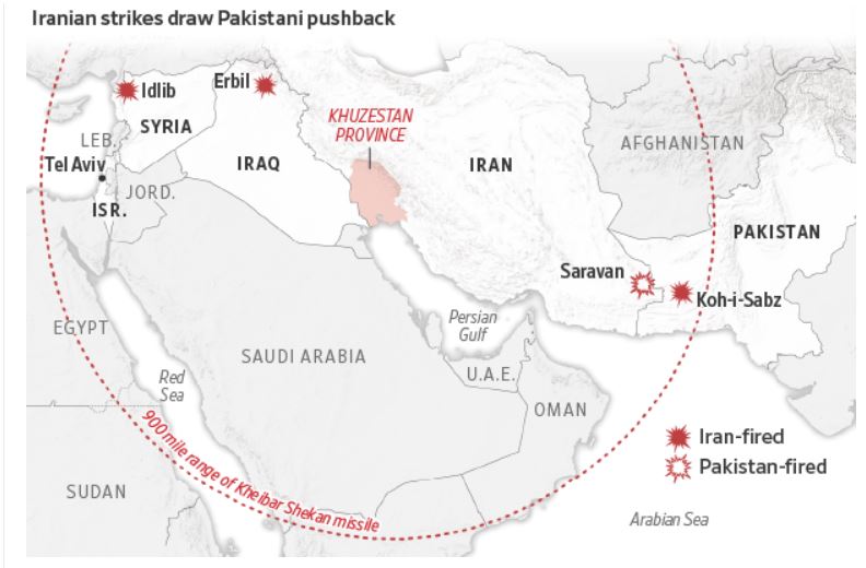   이란과 파키스탄의 분쟁지역. 자료=월스트리트저널  