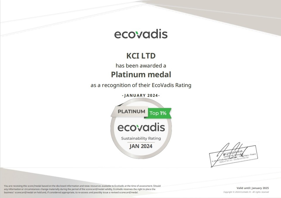 KCI가 글로벌 ESG 평가기관인 '에코바디스'(EcoVadis)’로부터 획득한 플래티넘 메달 인증서.(사진=삼양그룹)