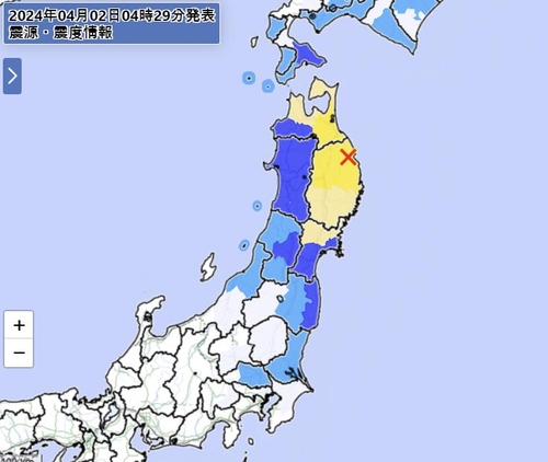 일본 이와테현에 규모 6.1 지진[일본 기상청 홈페이지 캡처]