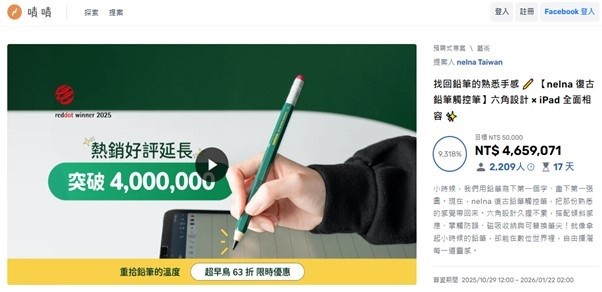 낼나 펜슬, 대만 젝젝서 2억원 펀딩 돌파... 프로젝트 연장 통해 흥행 가... - 뉴스 썸네일 이미지