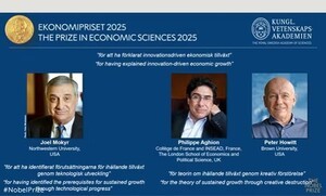 노벨경제학상에 &apos;혁신이 지속가능한 성장 이끄는 원리&apos; 연구 3인